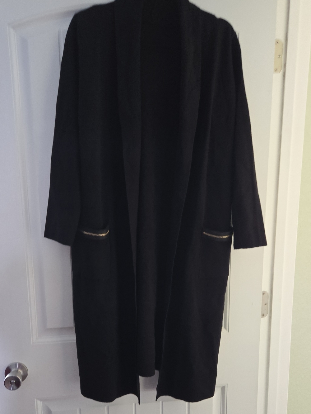 Black Open Front Women's Long Coat